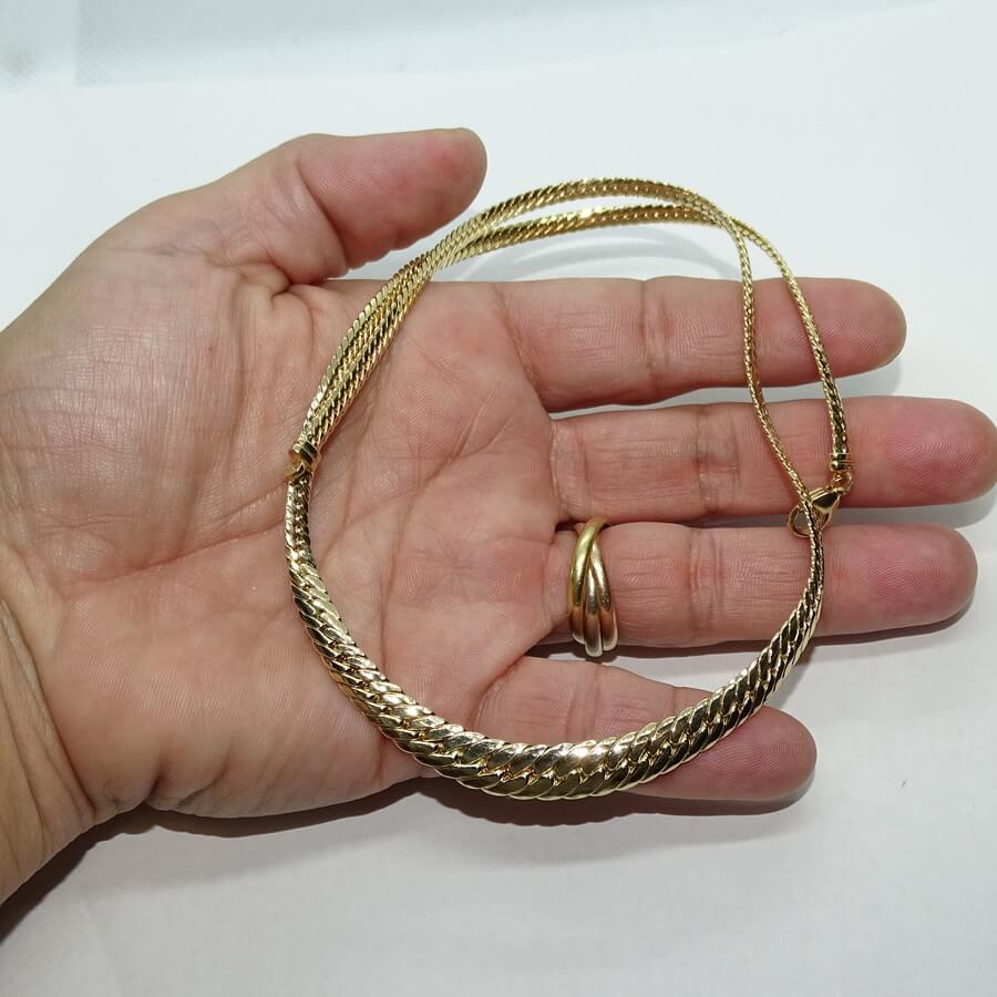 Collar Oro Amarillo 18K Mujer Espiga Plana 45 cm | Gargantilla de Oro con Eslabones en Disminución | Cierre Mosquetón | 12,15 g | Joya Elegante - Imagen 3