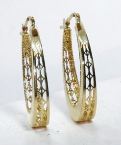 Pendientes Aro Oval Oro 18K Mujer | Aros Ovalados Calados 32 x 21 mm | 5 mm Ancho | Cierre Click | Oro Amarillo 750 | 4,00 g - Imagen 9