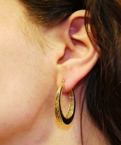 Alternative view of Pendientes Aro Oval Oro 18K Mujer | Aros Ovalados Calados 32 x 21 mm | 5 mm Ancho | Cierre Click | Oro Amarillo 750 | 4,00 g
