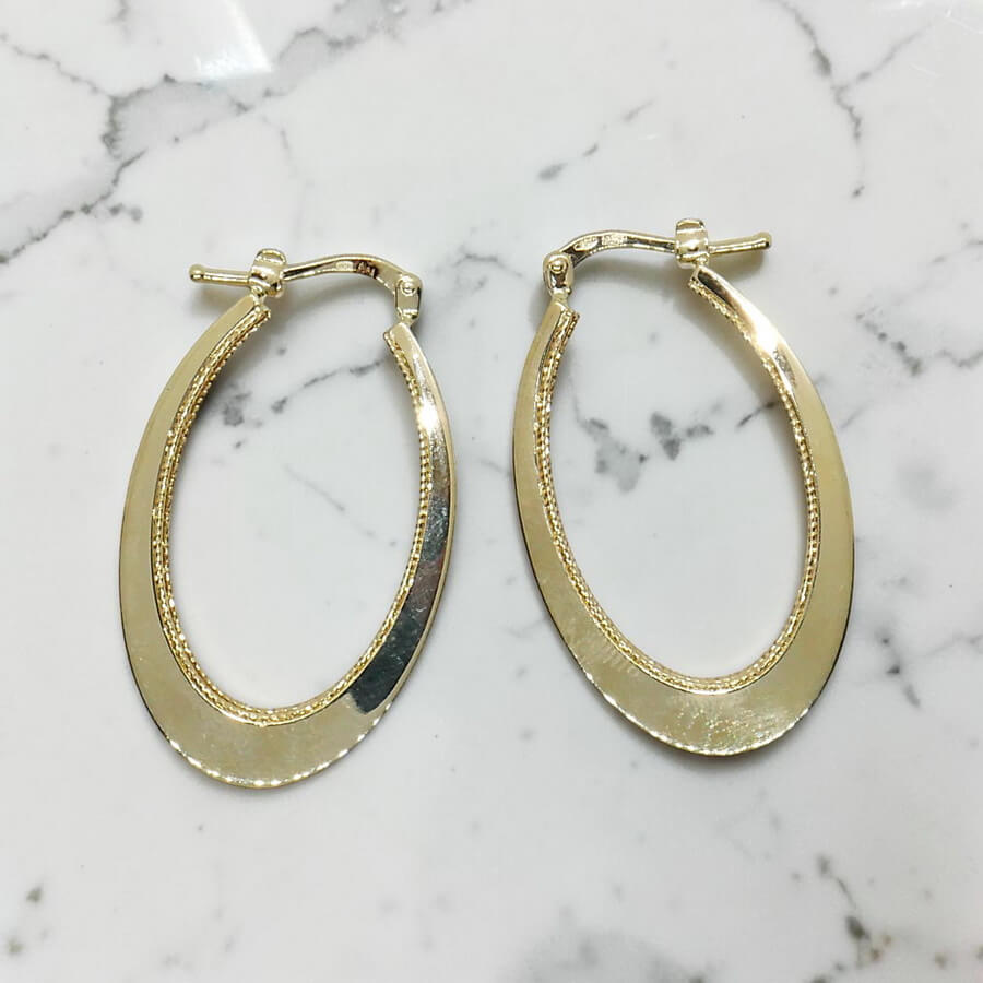 Pendientes Aro Oval Oro 18K Mujer | Aros Ovalados Calados 32 x 21 mm | 5 mm Ancho | Cierre Click | Oro Amarillo 750 | 4,00 g - Imagen 8