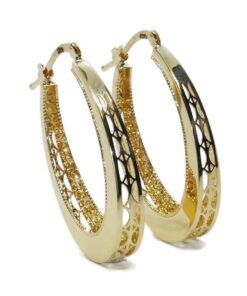 Pendientes Aro Oval Oro 18K Mujer | Aros Ovalados Calados 32 x 21 mm | 5 mm Ancho | Cierre Click | Oro Amarillo 750 | 4,00 g - Imagen 7