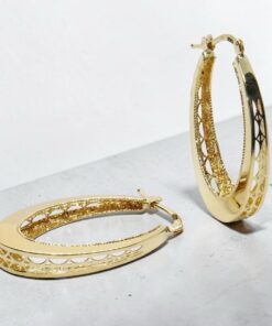 Pendientes Aro Oval Oro 18K Mujer | Aros Ovalados Calados 32 x 21 mm | 5 mm Ancho | Cierre Click | Oro Amarillo 750 | 4,00 g - Imagen 6