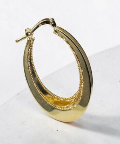 Pendientes Aro Oval Oro 18K Mujer | Aros Ovalados Calados 32 x 21 mm | 5 mm Ancho | Cierre Click | Oro Amarillo 750 | 4,00 g - Imagen 5