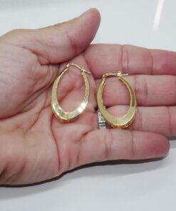 Pendientes Aro Oval Oro 18K Mujer | Aros Ovalados Calados 32 x 21 mm | 5 mm Ancho | Cierre Click | Oro Amarillo 750 | 4,00 g - Imagen 3