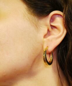 Pendientes Aro Oro 18K Mujer | Aros Calados 25 mm x 4 mm | Cierre Click | Oro Amarillo 750 | 3,90 g | Elegantes y Modernos - Imagen 7