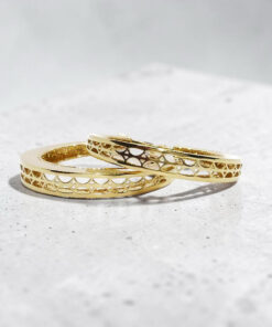 Pendientes Aro Oro 18K Mujer | Aros Calados 25 mm x 4 mm | Cierre Click | Oro Amarillo 750 | 3,90 g | Elegantes y Modernos - Imagen 8