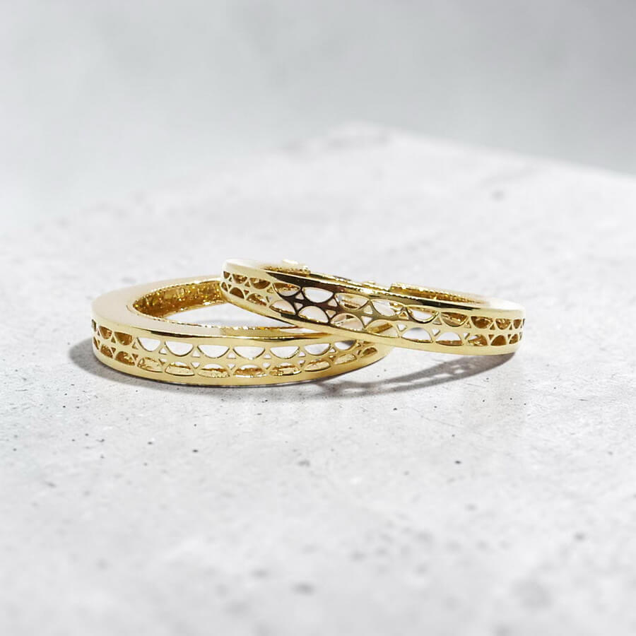 Pendientes Aro Oro 18K Mujer | Aros Calados 25 mm x 4 mm | Cierre Click | Oro Amarillo 750 | 3,90 g | Elegantes y Modernos - Imagen 8