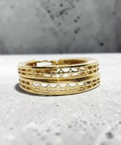 Pendientes Aro Oro 18K Mujer | Aros Calados 25 mm x 4 mm | Cierre Click | Oro Amarillo 750 | 3,90 g | Elegantes y Modernos - Imagen 9