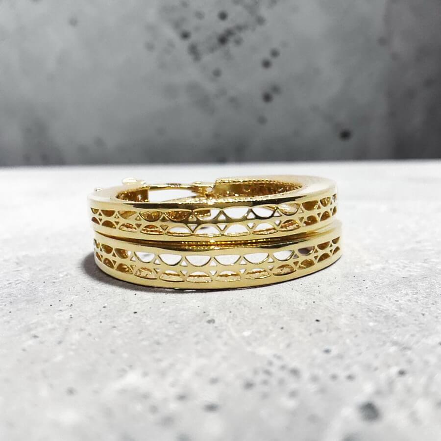 Pendientes Aro Oro 18K Mujer | Aros Calados 25 mm x 4 mm | Cierre Click | Oro Amarillo 750 | 3,90 g | Elegantes y Modernos - Imagen 9