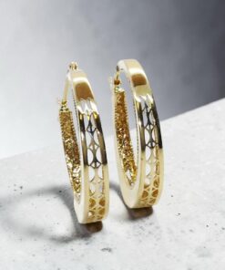 Pendientes Aro Oro 18K Mujer | Aros Calados 25 mm x 4 mm | Cierre Click | Oro Amarillo 750 | 3,90 g | Elegantes y Modernos - Imagen 5