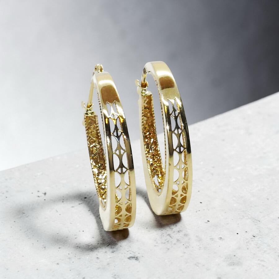 Pendientes Aro Oro 18K Mujer | Aros Calados 25 mm x 4 mm | Cierre Click | Oro Amarillo 750 | 3,90 g | Elegantes y Modernos - Imagen 5
