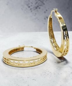 Pendientes Aro Oro 18K Mujer | Aros Calados 25 mm x 4 mm | Cierre Click | Oro Amarillo 750 | 3,90 g | Elegantes y Modernos - Imagen 11