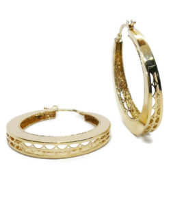Pendientes Aro Oro 18K Mujer | Aros Calados 25 mm x 4 mm | Cierre Click | Oro Amarillo 750 | 3,90 g | Elegantes y Modernos