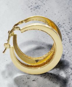 Pendientes Aro Oro 18K Mujer | Aros Calados 25 mm x 4 mm | Cierre Click | Oro Amarillo 750 | 3,90 g | Elegantes y Modernos - Imagen 10