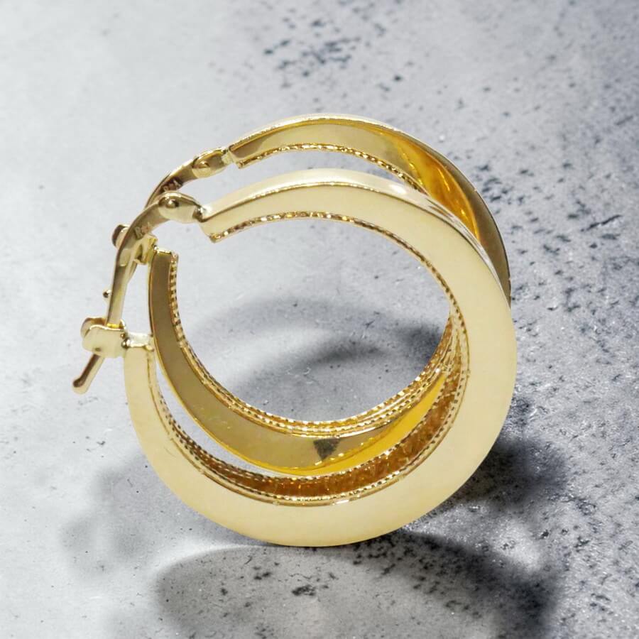 Pendientes Aro Oro 18K Mujer | Aros Calados 25 mm x 4 mm | Cierre Click | Oro Amarillo 750 | 3,90 g | Elegantes y Modernos - Imagen 10
