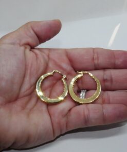Pendientes Aro Oro 18K Mujer | Aros Calados 25 mm x 4 mm | Cierre Click | Oro Amarillo 750 | 3,90 g | Elegantes y Modernos - Imagen 3