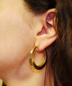 Alternative view of Pendientes Aro Oro 18K Mujer | Aros Calados 34 mm x 5 mm | Cierre Click | Oro Amarillo 750 | 6,50 g | Aros Grandes Elegantes