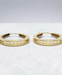 Pendientes Aro Oro 18K Mujer | Aros Calados 34 mm x 5 mm | Cierre Click | Oro Amarillo 750 | 6,50 g | Aros Grandes Elegantes - Imagen 5
