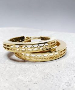 Pendientes Aro Oro 18K Mujer | Aros Calados 34 mm x 5 mm | Cierre Click | Oro Amarillo 750 | 6,50 g | Aros Grandes Elegantes