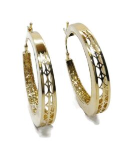 Pendientes Aro Oro 18K Mujer | Aros Calados 34 mm x 5 mm | Cierre Click | Oro Amarillo 750 | 6,50 g | Aros Grandes Elegantes - Imagen 6