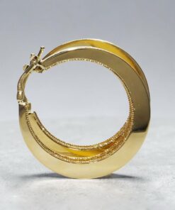 Pendientes Aro Oro 18K Mujer | Aros Calados 34 mm x 5 mm | Cierre Click | Oro Amarillo 750 | 6,50 g | Aros Grandes Elegantes - Imagen 8