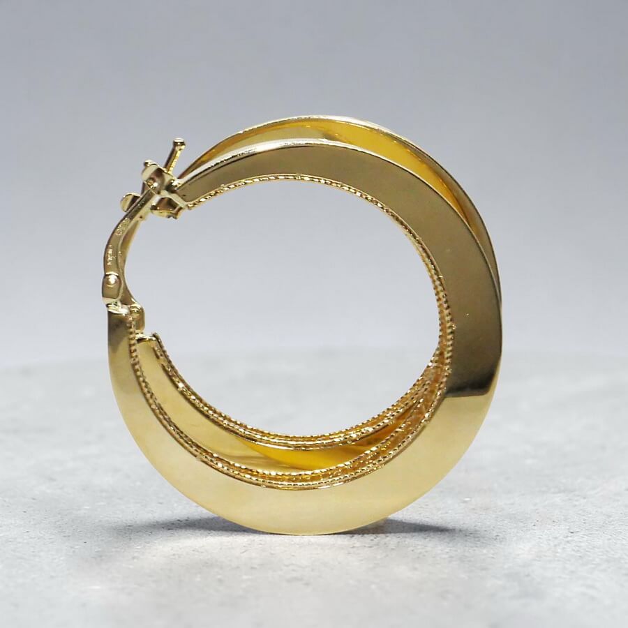Pendientes Aro Oro 18K Mujer | Aros Calados 34 mm x 5 mm | Cierre Click | Oro Amarillo 750 | 6,50 g | Aros Grandes Elegantes - Imagen 8