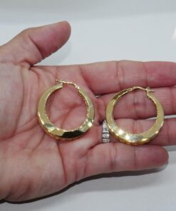 Pendientes Aro Oro 18K Mujer | Aros Calados 34 mm x 5 mm | Cierre Click | Oro Amarillo 750 | 6,50 g | Aros Grandes Elegantes - Imagen 3