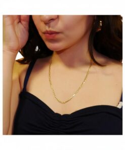 Cadena Oro Amarillo 18K Mujer 50 cm | Cadena Valentino 3x1 Plana 3 mm | Cadena Elegante para Cruz, Medalla o Colgante | Oro 750 | 3,55 g - Imagen 7