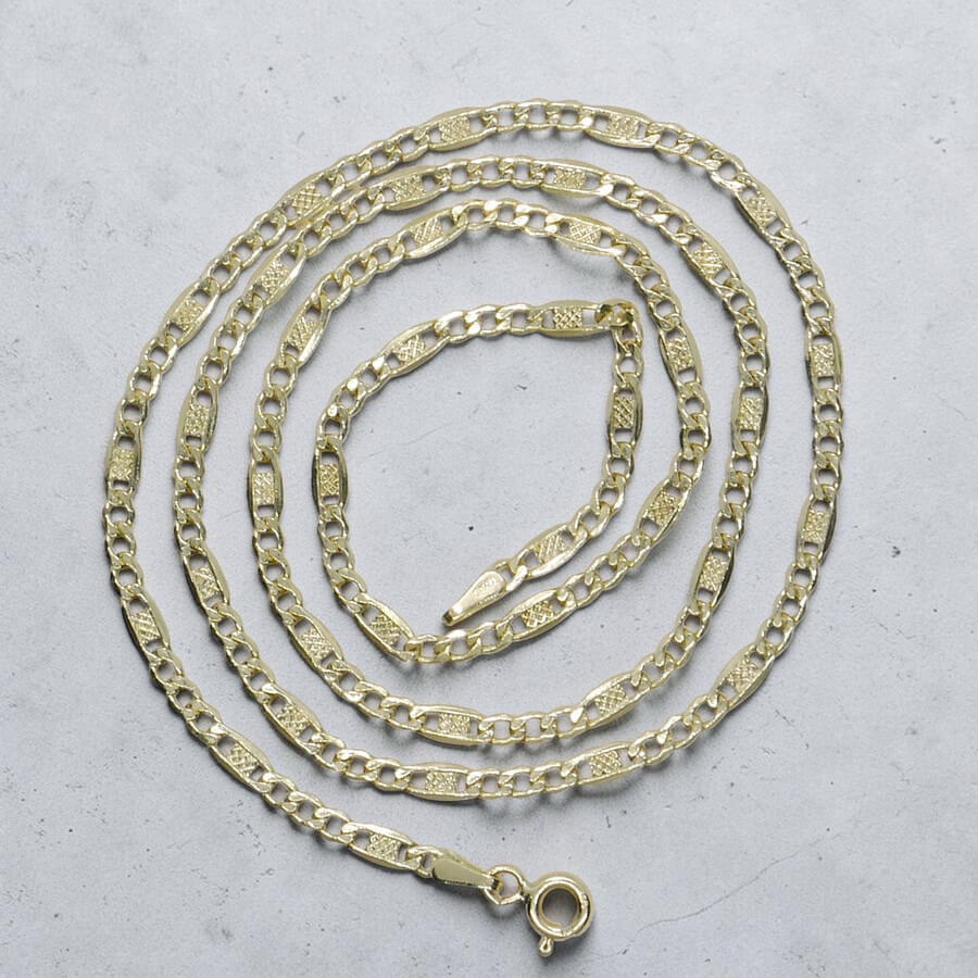 Cadena Oro Amarillo 18K Mujer 50 cm | Cadena Valentino 3x1 Plana 3 mm | Cadena Elegante para Cruz, Medalla o Colgante | Oro 750 | 3,55 g - Imagen 6
