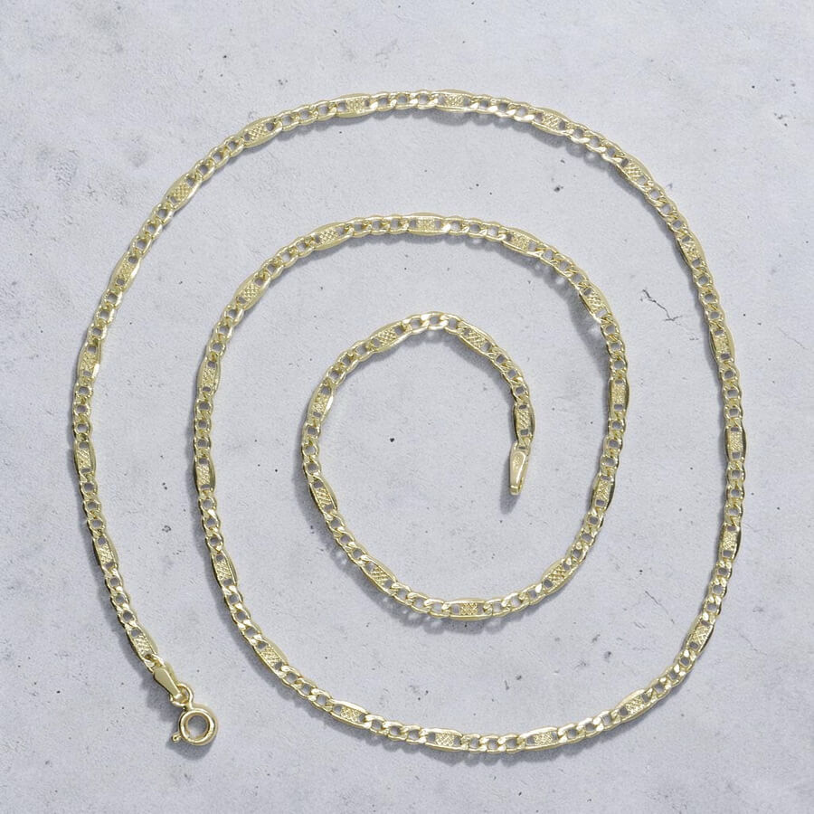 Cadena Oro Amarillo 18K Mujer 50 cm | Cadena Valentino 3x1 Plana 3 mm | Cadena Elegante para Cruz, Medalla o Colgante | Oro 750 | 3,55 g - Imagen 10