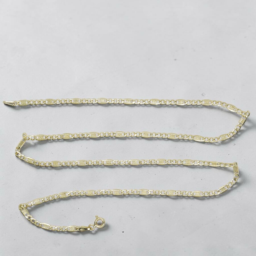 Cadena Oro Amarillo 18K Mujer 50 cm | Cadena Valentino 3x1 Plana 3 mm | Cadena Elegante para Cruz, Medalla o Colgante | Oro 750 | 3,55 g - Imagen 9