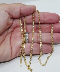 Cadena Oro Amarillo 18K Mujer 50 cm | Cadena Valentino 3x1 Plana 3 mm | Cadena Elegante para Cruz, Medalla o Colgante | Oro 750 | 3,55 g - Imagen 3