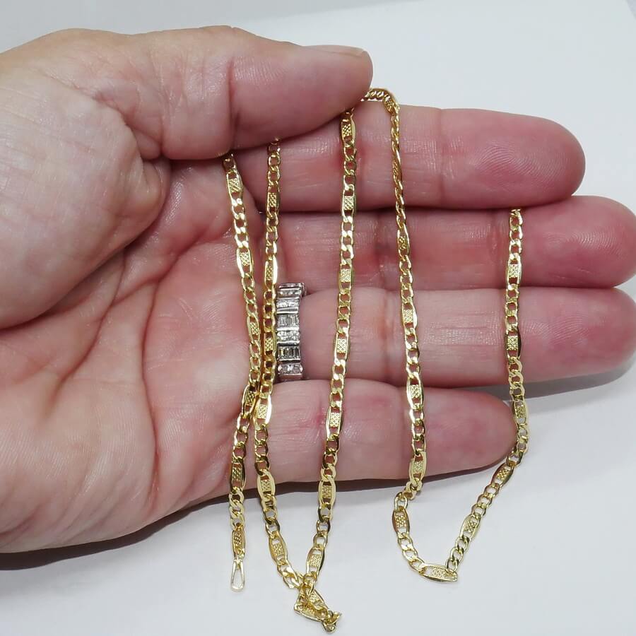 Cadena Oro Amarillo 18K Mujer 50 cm | Cadena Valentino 3x1 Plana 3 mm | Cadena Elegante para Cruz, Medalla o Colgante | Oro 750 | 3,55 g - Imagen 3