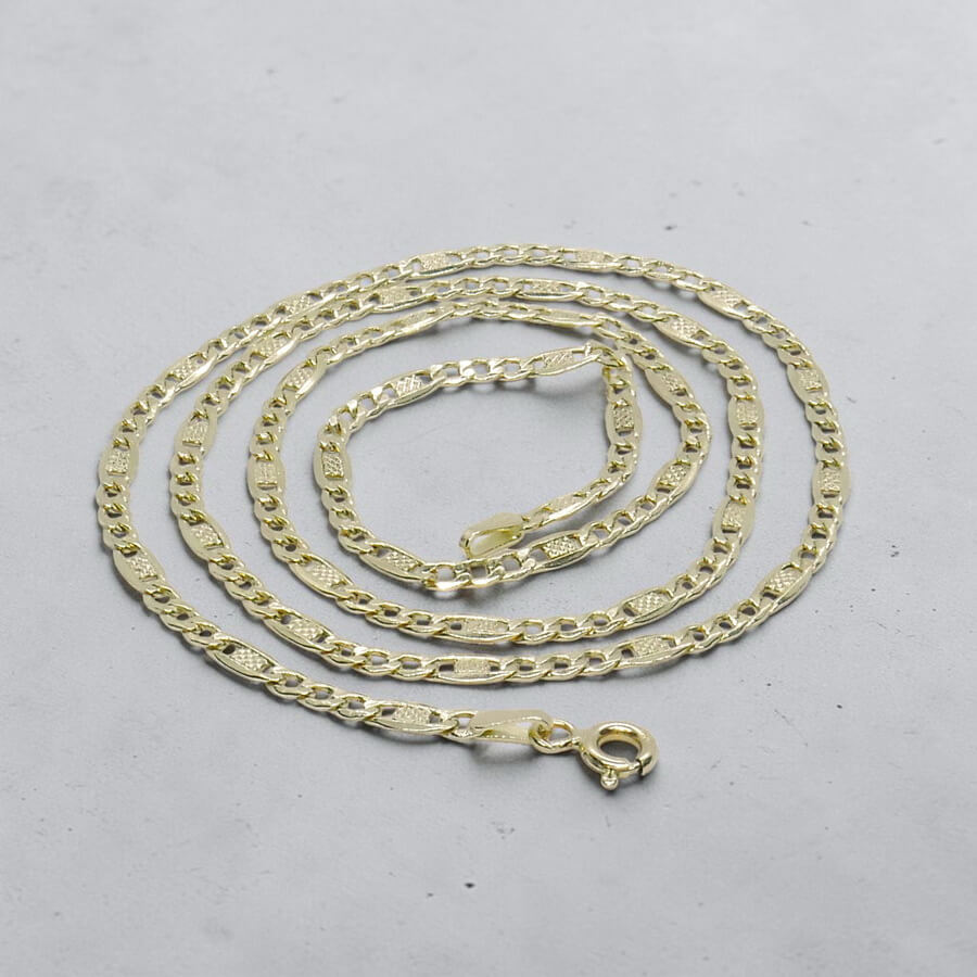 Cadena Oro Amarillo 18K Mujer 50 cm | Cadena Valentino 3x1 Plana 3 mm | Cadena Elegante para Cruz, Medalla o Colgante | Oro 750 | 3,55 g - Imagen 5