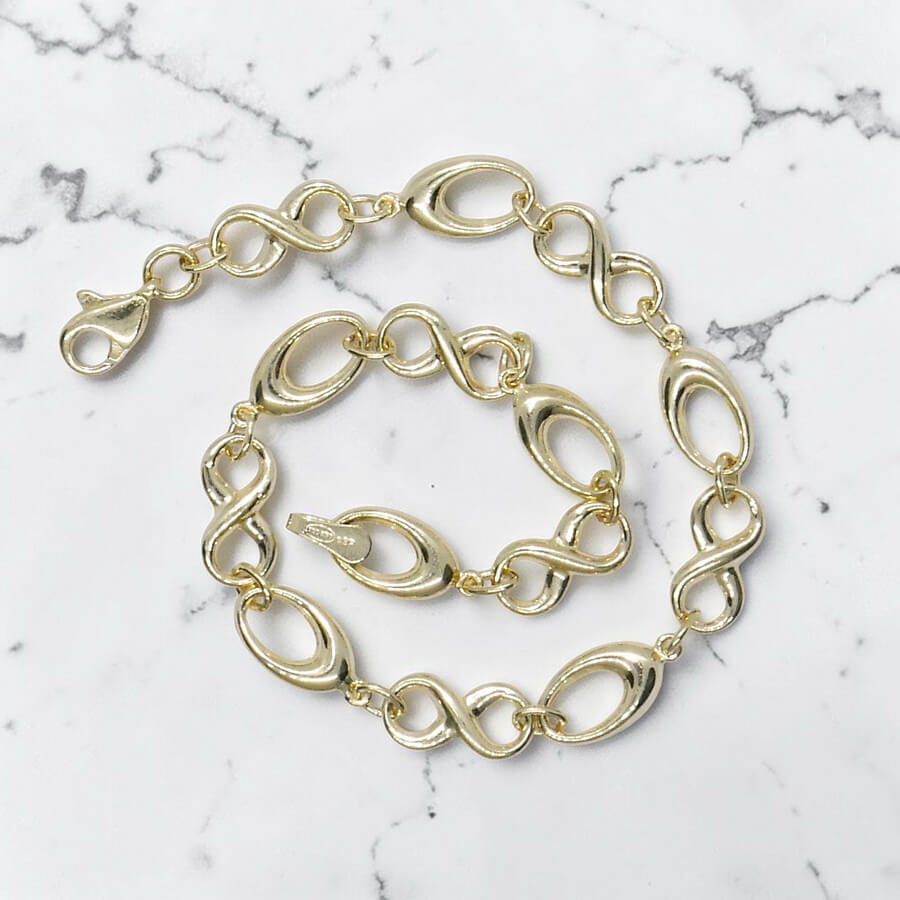 Pulsera Mujer Oro Amarillo 18K Infinito | Pulsera Oro 750 con Eslabones Ovalados | 19 cm | Cierre Mosquetón | 3,55 g | Regalo Elegante - Imagen 4