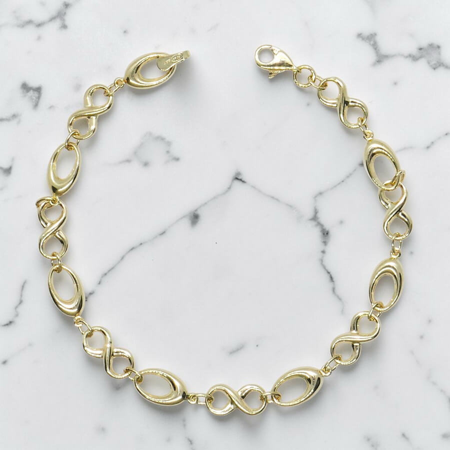 Pulsera Mujer Oro Amarillo 18K Infinito | Pulsera Oro 750 con Eslabones Ovalados | 19 cm | Cierre Mosquetón | 3,55 g | Regalo Elegante - Imagen 5