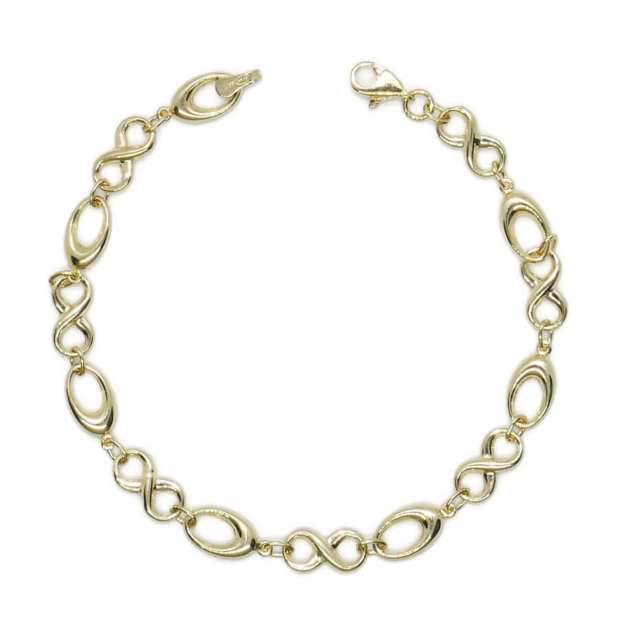 Pulsera Mujer Oro Amarillo 18K Infinito | Pulsera Oro 750 con Eslabones Ovalados | 19 cm | Cierre Mosquetón | 3,55 g | Regalo Elegante