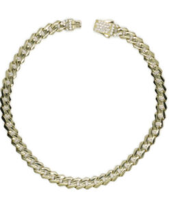 Pulsera Barbada Plana Cuadrada de Oro Amarillo 18k para Hombre – 20 cm – 8,35 g – Cierre de Caja con Circonitas - Imagen 10