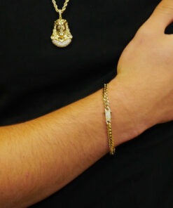 Alternative view of Pulsera Barbada Plana Cuadrada de Oro Amarillo 18k para Hombre – 20 cm – 8,35 g – Cierre de Caja con Circonitas
