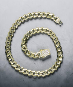Pulsera Barbada Plana Cuadrada de Oro Amarillo 18k para Hombre – 20 cm – 8,35 g – Cierre de Caja con Circonitas - Imagen 5