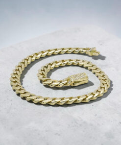 Pulsera Barbada Plana Cuadrada de Oro Amarillo 18k para Hombre – 20 cm – 8,35 g – Cierre de Caja con Circonitas - Imagen 9