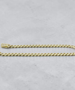 Pulsera Barbada Plana Cuadrada de Oro Amarillo 18k para Hombre – 20 cm – 8,35 g – Cierre de Caja con Circonitas - Imagen 7