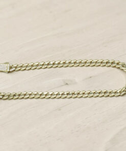 Pulsera Barbada Plana Cuadrada de Oro Amarillo 18k para Hombre – 20 cm – 8,35 g – Cierre de Caja con Circonitas - Imagen 6