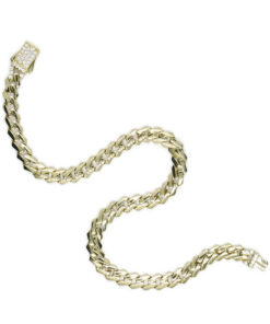 Pulsera Barbada Plana Cuadrada de Oro Amarillo 18k para Hombre – 20 cm – 8,35 g – Cierre de Caja con Circonitas - Imagen 4