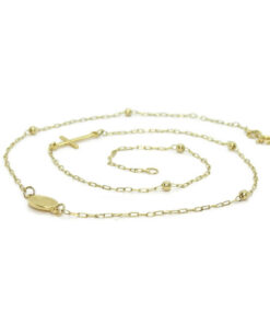 Collar Rosario Oro Amarillo 18K Mujer Niña 45 cm con Virgen Cruz y Bolas Oro, Cadena Comunión, Joya Religiosa, 2,75 g - Imagen 5