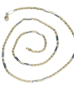 Cadena Bicolor de Oro 18k para Mujer – 50 cm – Valentino y Barras de Oro Blanco – 6,30 g - Imagen 4
