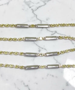 Cadena Bicolor de Oro 18k para Mujer – 50 cm – Valentino y Barras de Oro Blanco – 6,30 g - Imagen 7
