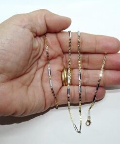 Cadena Bicolor de Oro 18k para Mujer – 50 cm – Valentino y Barras de Oro Blanco – 6,30 g - Imagen 3