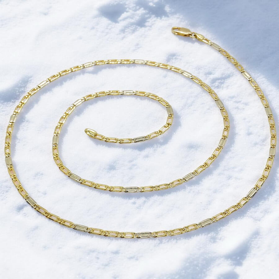 Never Say Never Cadena de oro 18k maciza 2,5 mm 60 cm 10,05 g ojo de tigre combinada oro blanco - Imagen 5