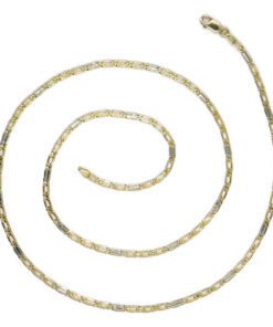 Never Say Never Cadena de oro 18k maciza 2,5 mm 60 cm 10,05 g ojo de tigre combinada oro blanco - Imagen 4